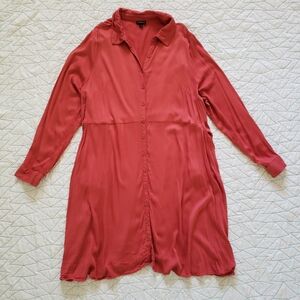 Torrid Rust Mini Challis Collared Long Sleeve Button Front Shirt Dress
